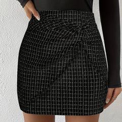 Plaid Twist Front Mini Skirt Women's Casual Wear