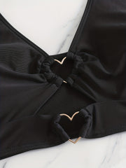 V Neck Heart Ring Bikini Top
