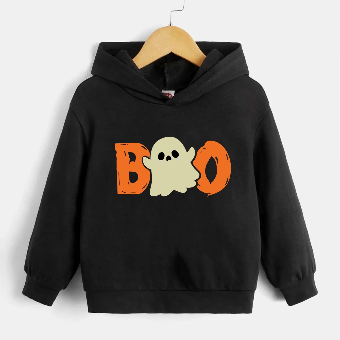 Halloween Boo Print Boys Hoodie Long Sleeve Sweatshirt
