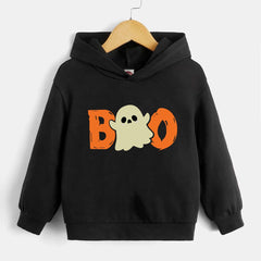 Halloween Boo Print Boys Hoodie Long Sleeve Sweatshirt
