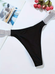 5pcs Colorblock Low Waist Thongs Stretchy Intimates Panties