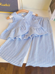 Girls Plaid Sleeveless Top & Pants Set for Summer Party