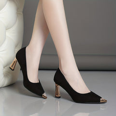 Rhinestone Pyramid Heels Pointed Toe Pumps Stylish Dress & Party Shoes