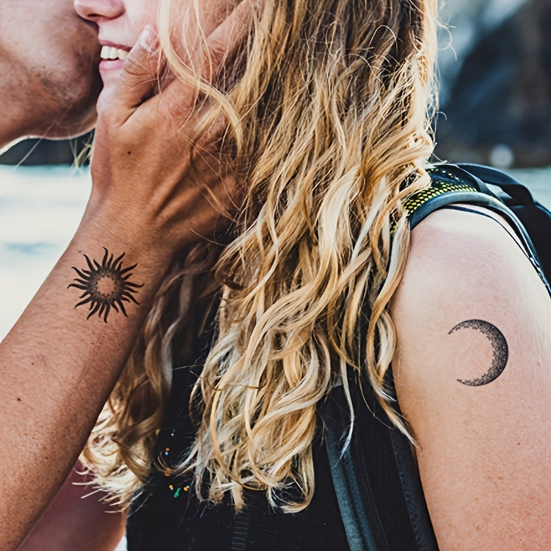 Sun & Moon Together Waterproof Tattoo Sticker