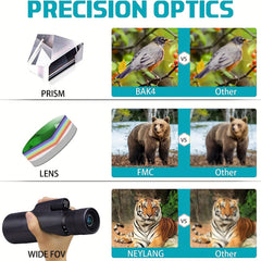 30x50 Zoom Monocular Bifocal Prism Compact Lightweight Pocket Monocular