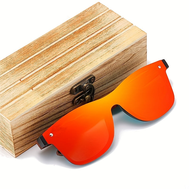 Walnut Wood Sunglasses Rimless Polarized Lenses UV400