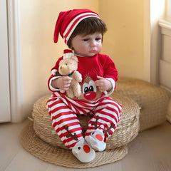 Cuddly Full Body Silicone Vinyl Reborn Doll Rooted Hair Christmas Outfits