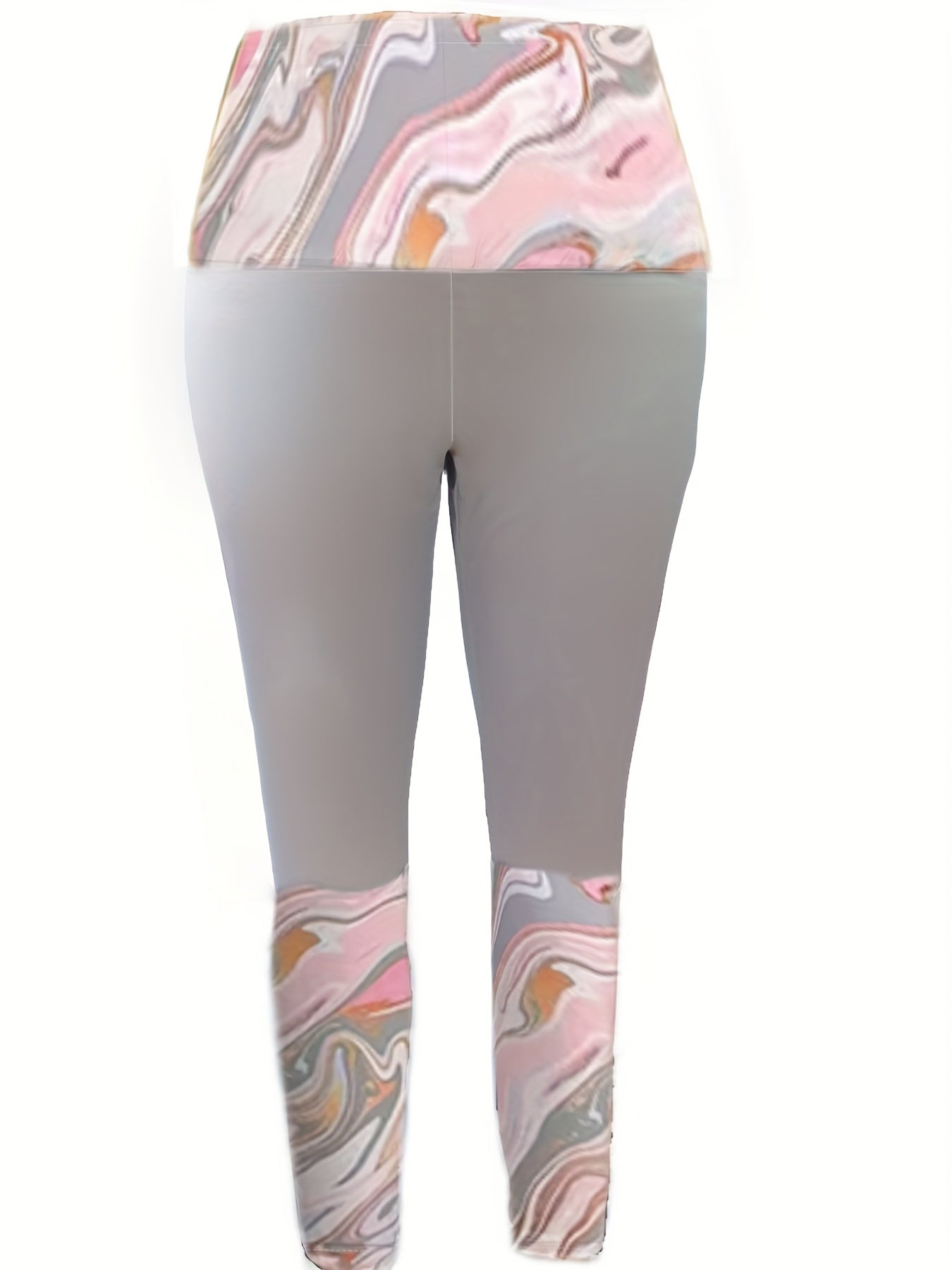 Colorblock Marble Print Tummy Control High Rise Leggings