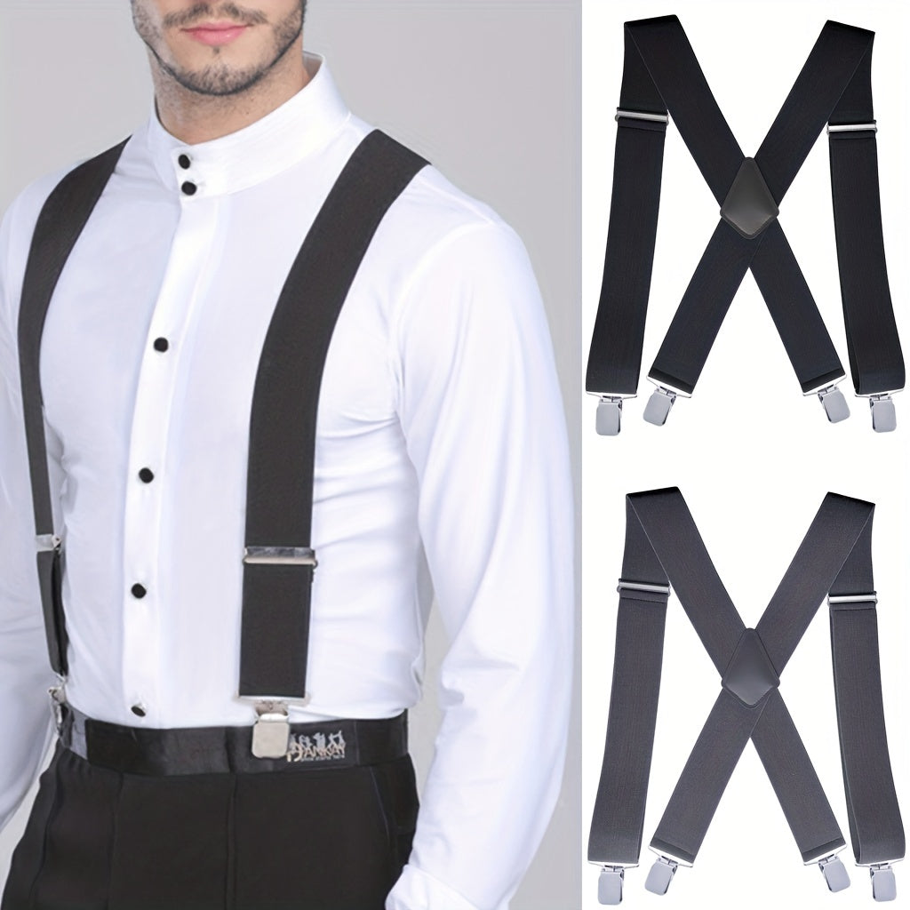 Men's Vintage Elastic Suspenders Braces X Shape Adjustable