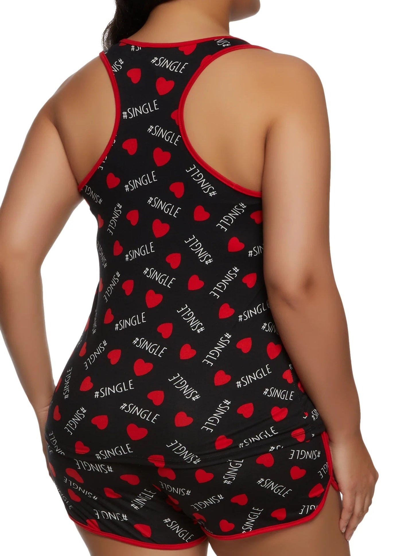 Women's Plus Heart & Letter Print Tank Top & Shorts Set