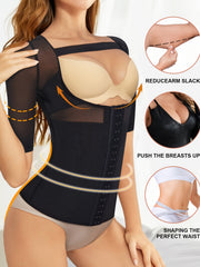 Front Buckle Shaping Tops Short Sleeve Tummy Control Slimmer Open Bust Top