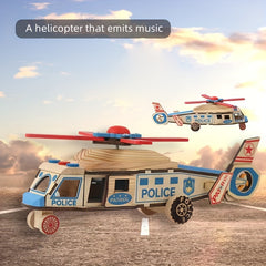 Wooden Music Helicopter Colorful Airplane Fighter Toy