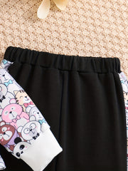 Toddler Girl's Cartoon Animals Hoodie & Sweatpants Set