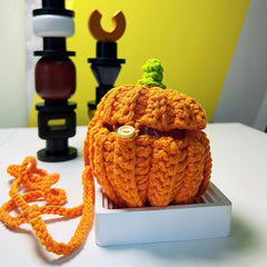 Kids Pumpkin Crochet Bag Small Coin Purse For Halloween