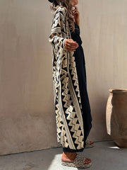 Geometric Print Long Sleeve Cardigan