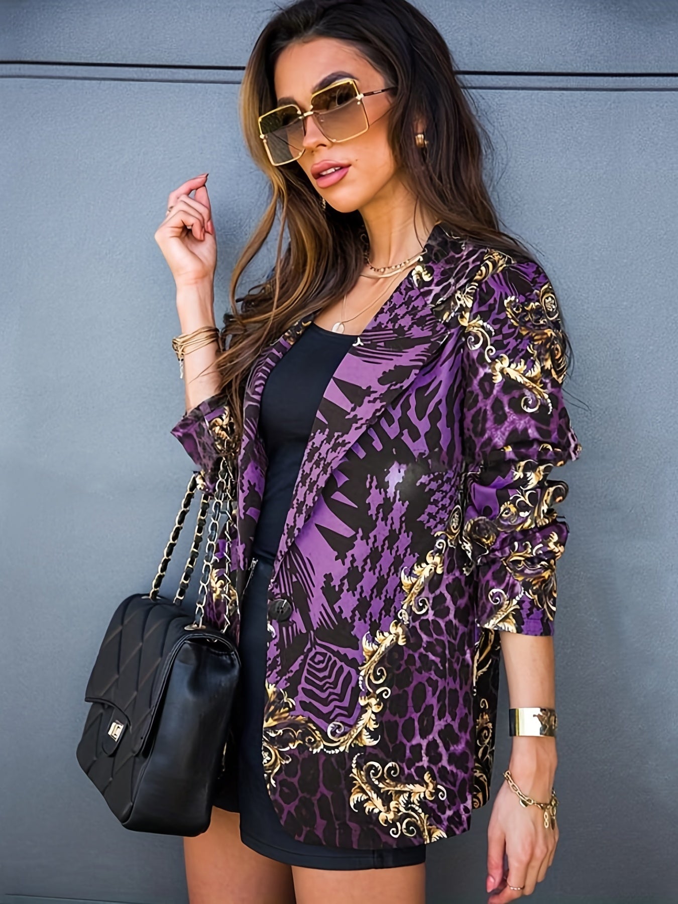 Casual Open Front Long Sleeve Blazer Women's Clothing