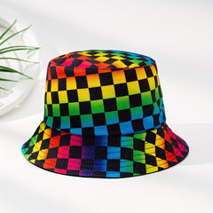 Colorful Grid Sunshade Fisherman Hat