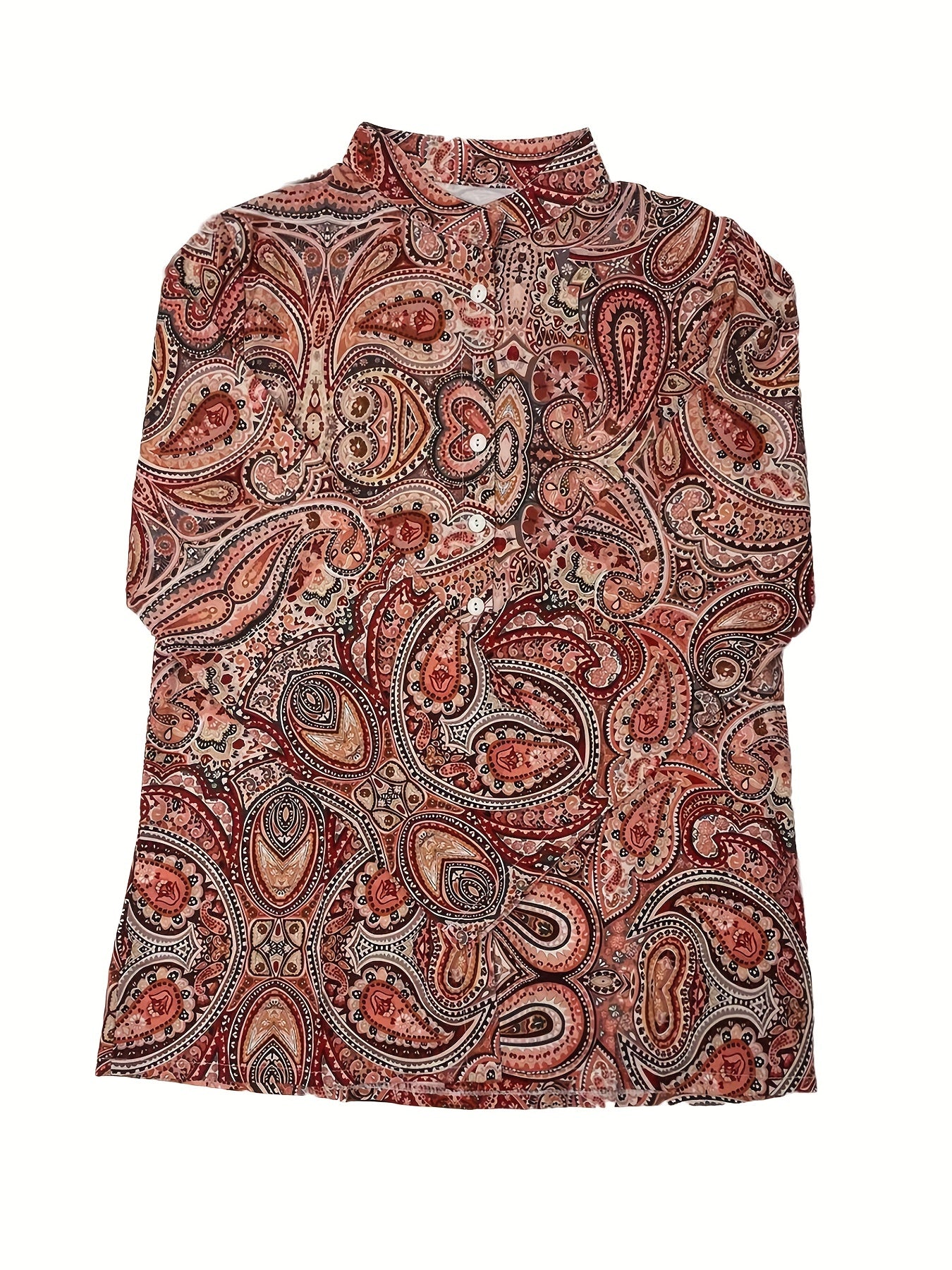 Paisley Print Button Front Shirt Vintage Long Sleeve Shirt