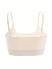 Seamless Girl Underwear Set: Fixed Cup, Matching Small Strap