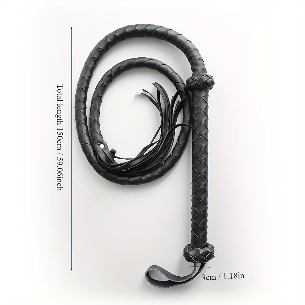91IN Long Horse Whip PU Material with Nail Leather Equestrian Prop