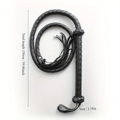 91IN Long Horse Whip PU Material with Nail Leather Equestrian Prop