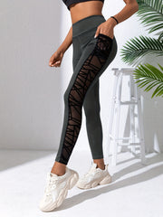 High Waist Mesh Stitching Butt Lifting Yoga Pants