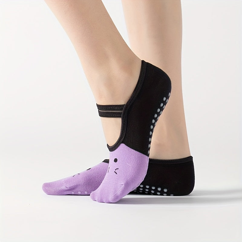 Women Yoga Socks Anti-slip Backless Pilates Ballet Dance Fitness Slipper