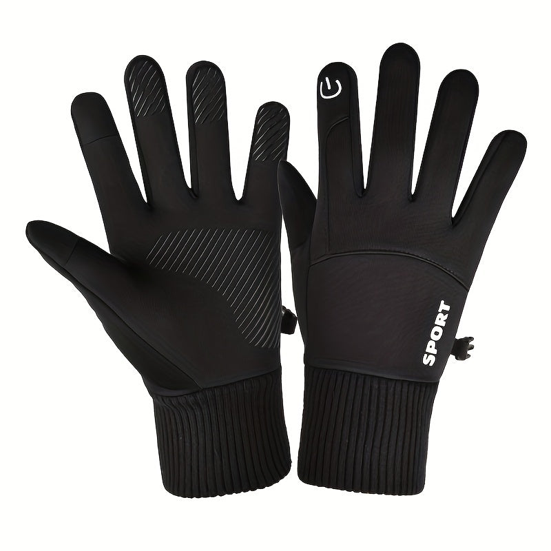 Men's Warm Velvet Cycling Gloves Anti-slip Touch Screen
