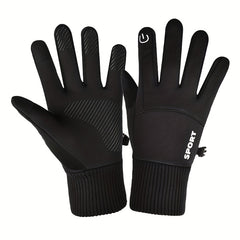 Men's Warm Velvet Cycling Gloves Anti-slip Touch Screen