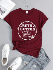 Printed Round Neck T shirt Short Sleeves Activewear