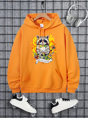Raccoon Animals Print Hoodie Men's Casual Graphic Pullover Sweatshirt