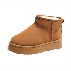 Women's Plush Lined Ankle Boots Platform Slip On Snow Boots