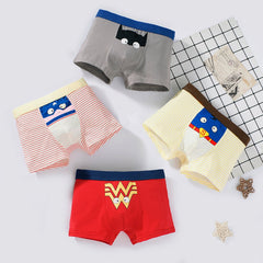 4pcs Boy's Boxer Briefs Cartoon Hero Print Underwear Kids Clothes