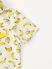 Banana Print Boys Casual Lapel Shirt for Summer