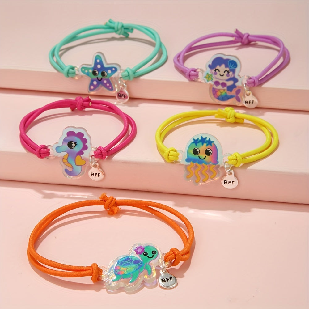 5pcs Girls Teen Marine Animal Bracelet Set Gift Accessories
