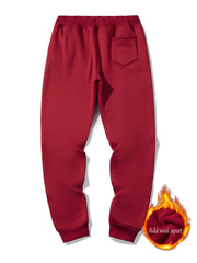 Men's Winter Fleece Sweatpants Loose Fit Alphabet Print Jogger Pants