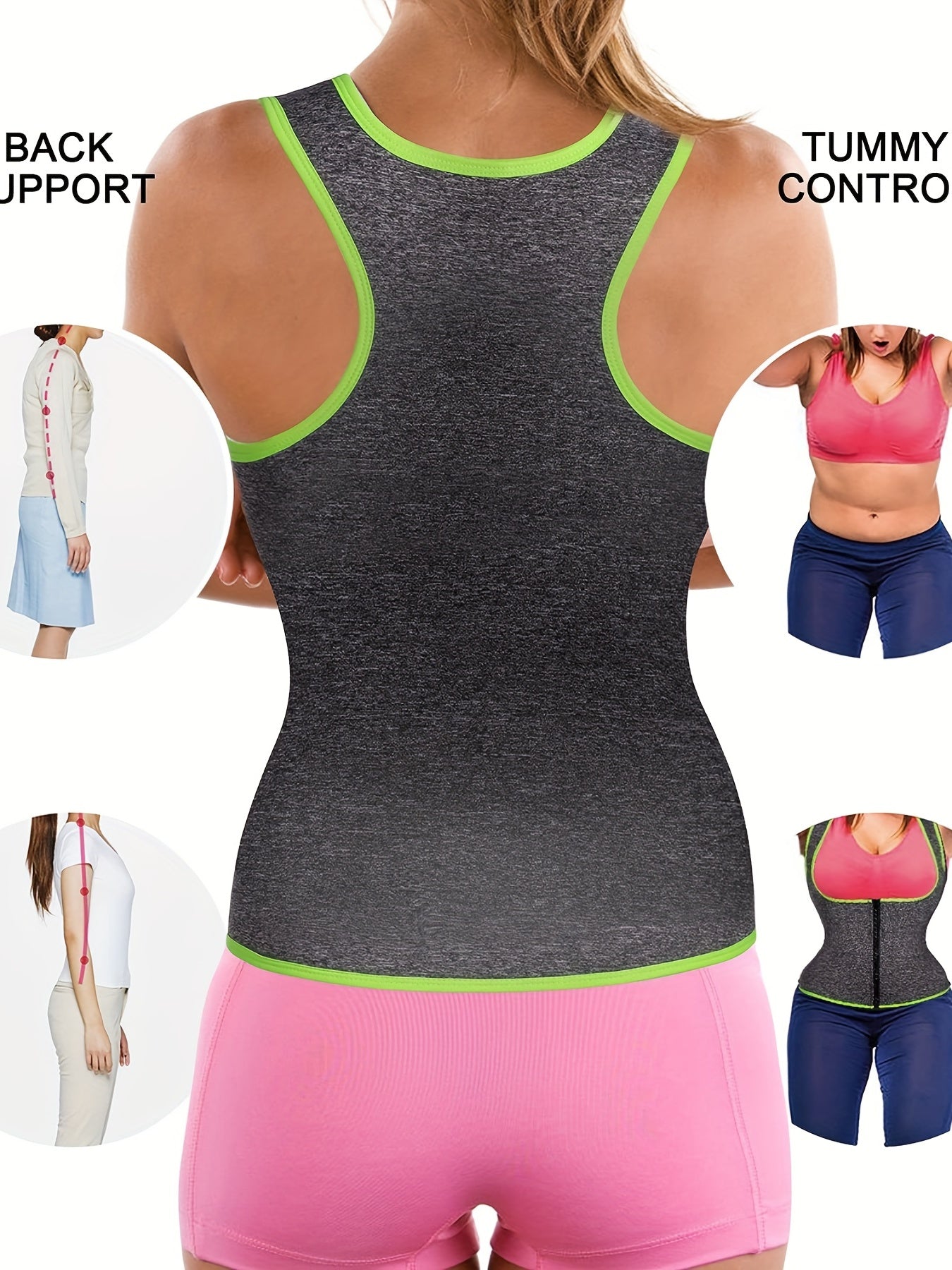 Gray Green Sauna Sweat Vest Women's Activewear