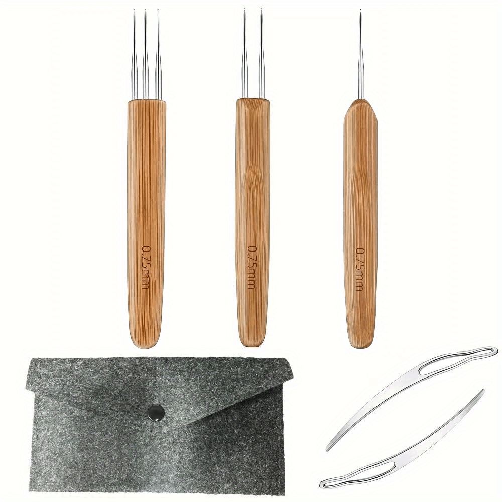 Bamboo Handle Dreadlock Crochet Needle Micro Hook