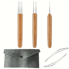 Bamboo Handle Dreadlock Crochet Needle Micro Hook