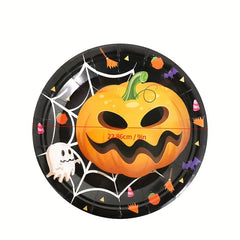 Halloween Party Decoration Paper Plate Fork Spoon Straw Tissue Cup