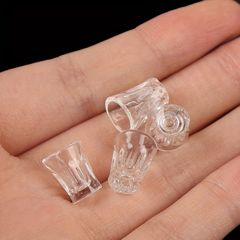 4pcs Mini Resin Transparent Cup Dollhouse Accessories Model