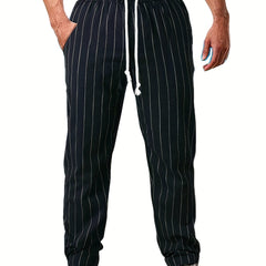 Stripe Drawstring Breathable Sweatpants Loose Fit Men's Joggers