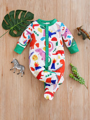 Dinosaur Baby Footed Bodysuit Long Sleeve Unisex Newborn Creeper