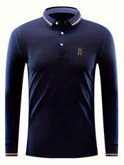 Men's Crown Print Lapel Polo Shirt