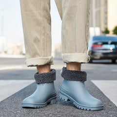 Winter Warm Short Boots Waterproof Shoes Slip On Rubber
