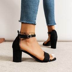 Chunky High Heel Ankle Strap Sandals Open Toe Buckle Strap Shoes