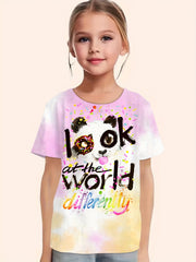 Cute Panda Graphic Tee for Girls - Summer Sports T-shirt