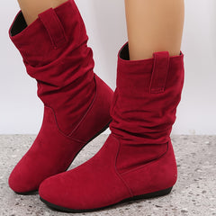 Women's Slouch Ankle Boots Pull On Flat Thermal Comfortable Short Boots