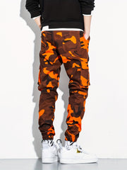 Camouflage Flap Pocket Cargo Pants Slim Fit Jogger Pants