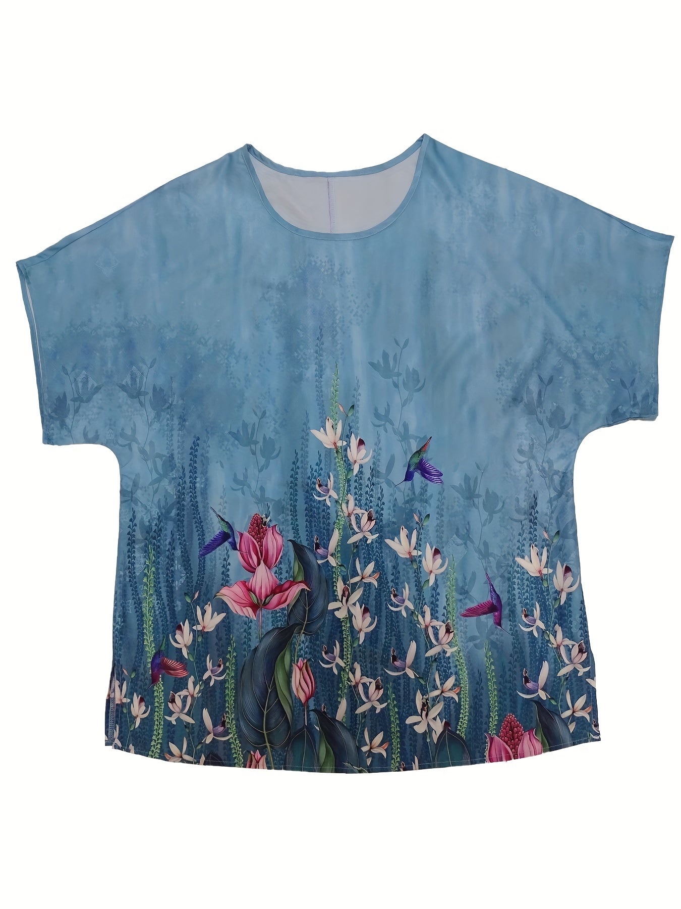 Floral Print Short Sleeve Round Neck T-shirt